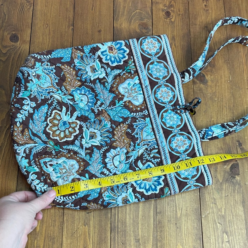 Vera Bradley Java Blue Tote Bag brown and blue design quilted tote bag - Picture 9 of 9